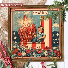 2D Vintage 4th of July Wood Sign Independence Day Gift Wall Decor for Home Cafe