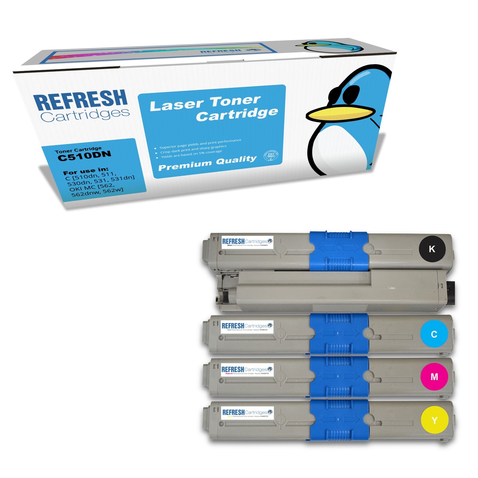 Refresh Cartridges Full Set Pack C510DN Toner Compatible With Oki Printers