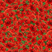 Timeless Treasures Forest Bloom Painted Red Poppy Cotton Fabric by the Yard