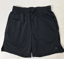 Layer 8 Men's Qwick-Dry Athletic Shorts S Black Pockets Drawstring Elastic Waist