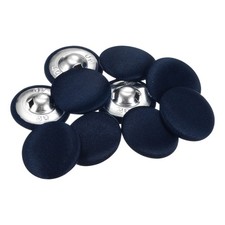 10pcs 25mm Fabric Cloth Covered with Metal Shank Round Buttons Navy Blue