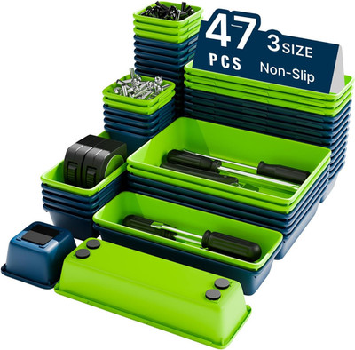 47Pcs Tool Box Organizer, Tool Drawer Organizer Trays with Non-Slip EVA Pads   I