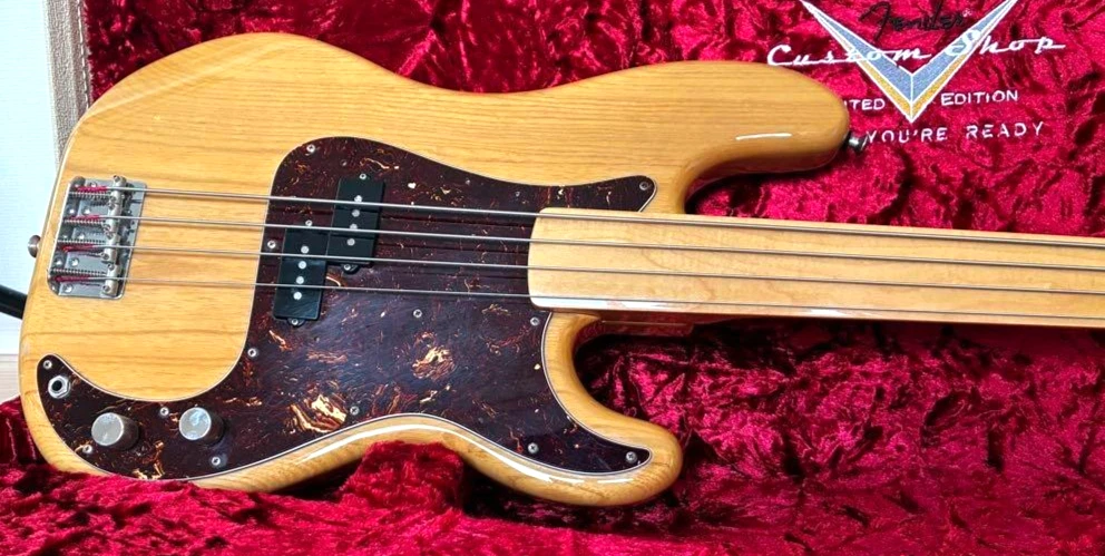 ベース Provision Guitar Precision Bass FRETLESS Vintage 1974 Fender Fretless Precision Bass Natural Finish | Cream