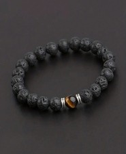 Lava Rock Tiger Eye Bracelet Men Women Handmade Natural Bead Bracelet 8mm USA
