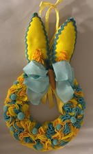 Adorable Handmade Easter Bunny Wreath Spring Front Door Wall Turquoise Yellow 18