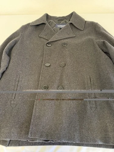 Roundtree & Yorke Men's Grey Wool Blend Peacoat Double Breasted Jacket Size XL image 5
