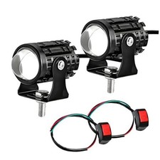2 PCS Motorcycle LED Driving Fog Lights, 12W 12-80V White/Amber Motorcycle