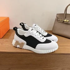 Hermes Bouncing Black Brown White Men's Shoes Free Shipping