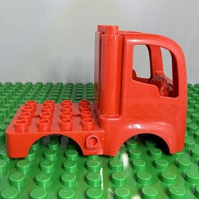 Lego Duplo Fire Truck Body 4 x 4 Red Flatbed  - Fire Logo Pattern - 10593