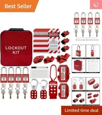 Complete OSHA Compliant Lockout Tagout Kit - Portable Bigger Red Safety Set