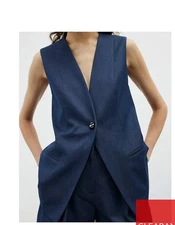 River Island Denim Longline Waistcoat - Blue Size UK 14 BNWT RRP £46