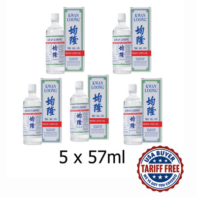 5 x Kwan Loong 57ml Medicated Oil Relief for Headache,Stomach Ache & Muscle Pain
