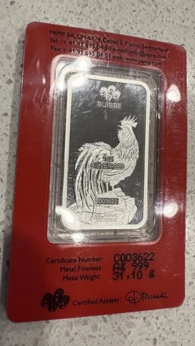 New Listing2017 Pamp Lunar Series Year of the Rooster 1 oz .999 Fine Silver in Assay Card