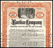 1912 Maine: Bartica Company - Rubber Plantation (Guyana) - $66,000 Gold Bond