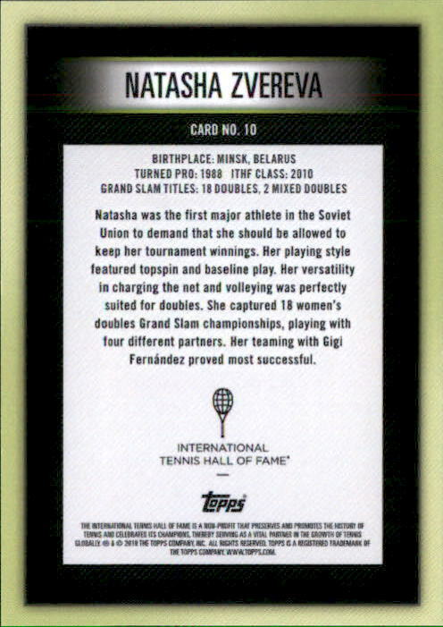 Natasha Zvereva 2019 Topps International Tennis Hall Of Fame Card