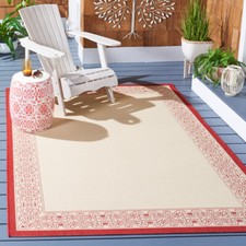 SAFAVIEH Outdoor CY2099-3701 Courtyard Natural / Red Rug
