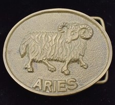 1970s Aries Horoscope Solid Brass Vintage Belt Buckle
