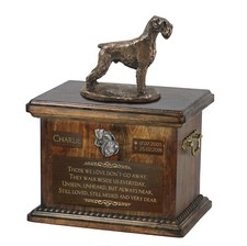 Schnauzer III - urn for dog ashes, urn with a statuette, personalized urn for do