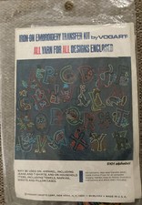 Iron On Embroidery Transfer Kit With Yarn Alphabet Letters Vogart 5101