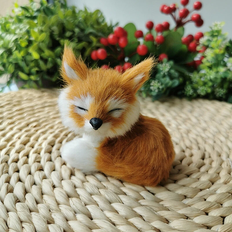 Brinquedo de pelúcia modelo animal simulado Little Fox Miniatures acessórios para casa feitos à mão - Imagem 3 de 4