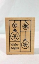 Winter Wishes Christmas Ornaments Wood Mount Rubber Stamp Great Impressions E552