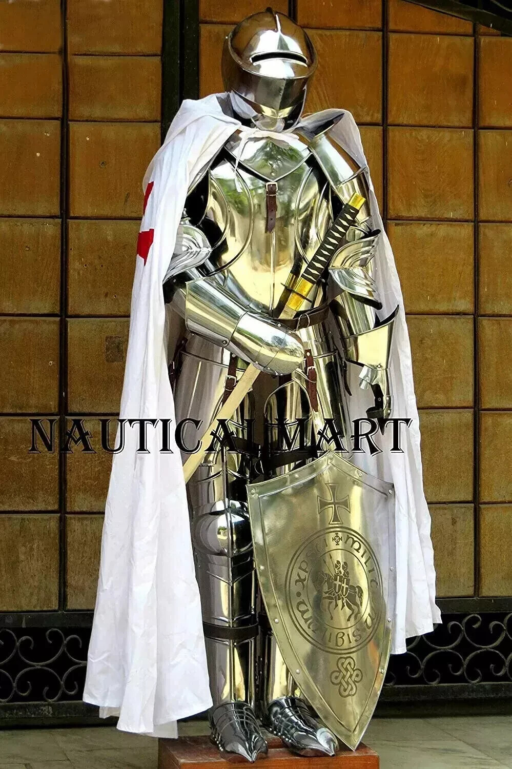 Medieval Knight Full Body Armor Suit Templar Crusader Wearable Combat Gear-image