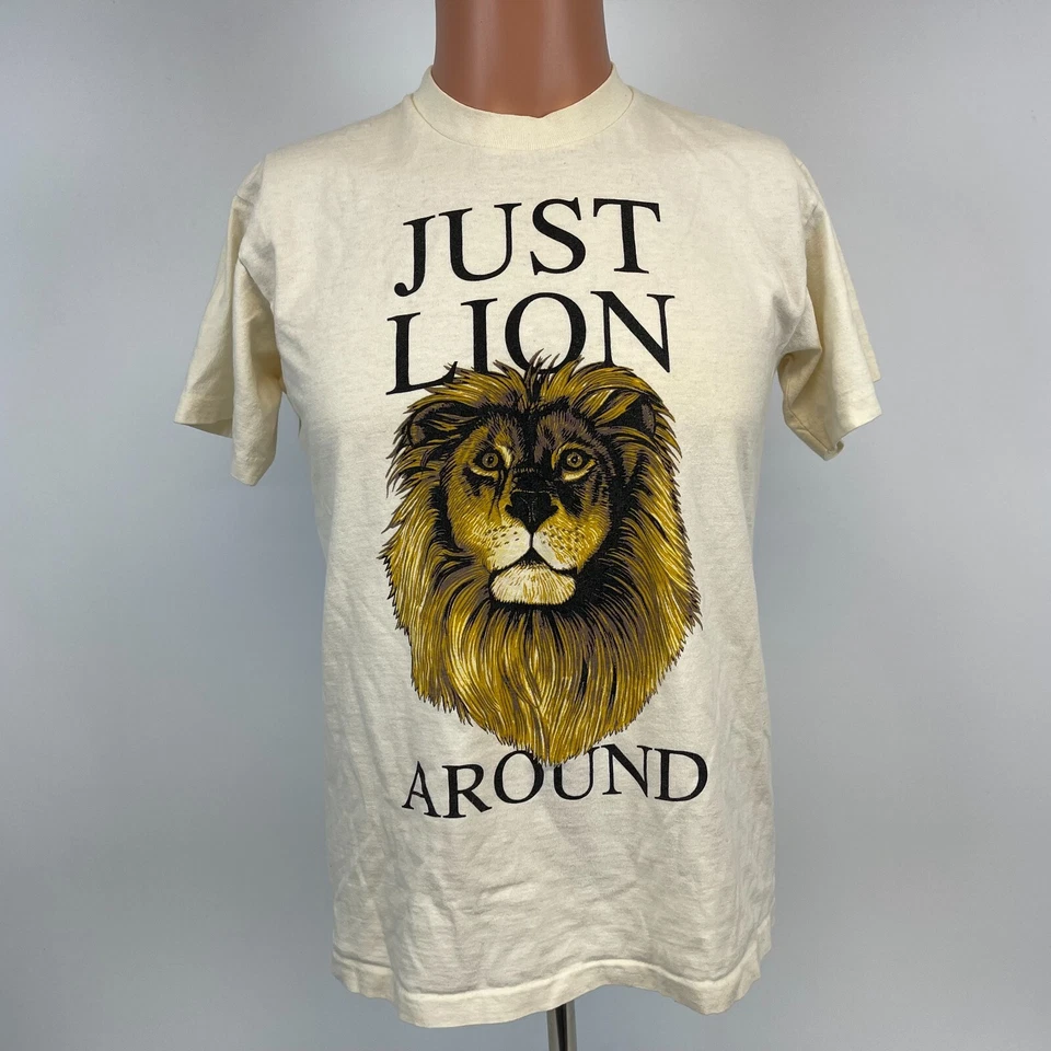 Camiseta Boxer Joe Vintage Para Hombre Talla S/M Beige León Alrededor de los 90 Foto 2 de 4