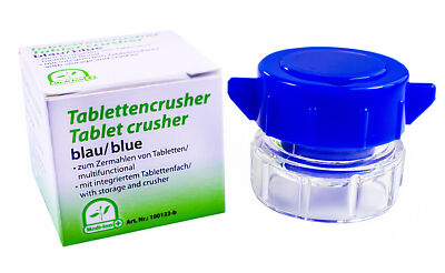 Medi-Inn Tablettenmörser mit Medikamentenfach Tablettencrusher blau (1 Stück) 
