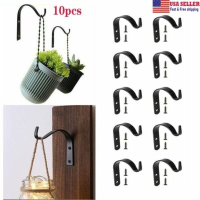 10Pcs Iron Wall Hooks Metal Lantern Bracket Coat Hook Plant Planter Hangers New