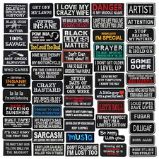 Black Word Slogan Embroidered Iron on Biker Saying Motorcycle Patch Fabric Badge
