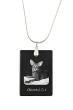Oriental Cat - Crystal pendant with cat, silver necklace with photo, personalise