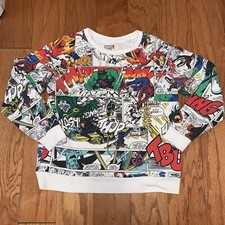 Marvel Boys Girls Unisex White w/ Comic Strips Sweatshirt Size M