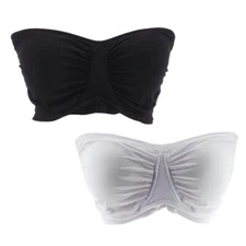Rhonda Shear 2-packs Seamless Underwire Bandeau Bra Black/White