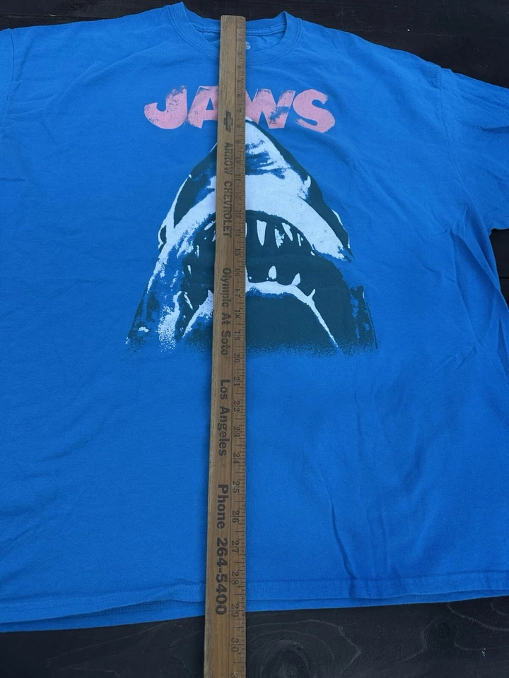 Jaws From Below T Shirt Licensed Shark Movie Retro Tee Classic New Royal Blue - Image 4 of 4