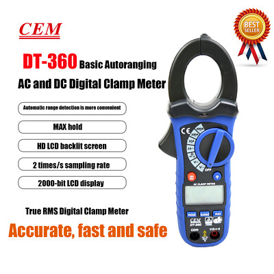 CEM DT-360 Compact AC,AC/DC Autoranging Clamp Meters LCD Display  KD