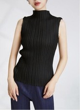 Pleats Please Issey style pleated simple stand collar vest