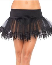Black Fringe Teardrop Lace Petticoat Skirt