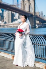 Ivory mermaid wedding dress lace beads, handmade wedding plus veil davids bridal