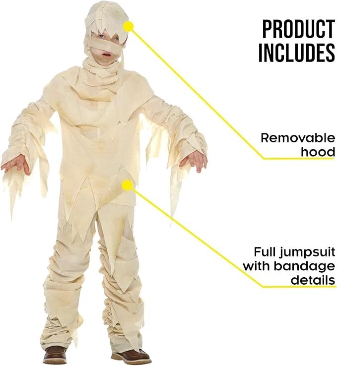 Disfraz de momia egipcia para niños niños niñas traje de Halloween egipcio aterrador Foto 3 de 4