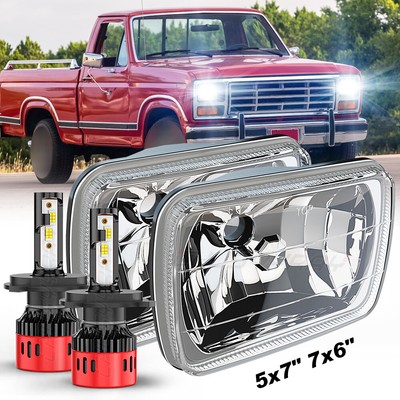 5X7'' 7x6'' inch LED Headlight Hi/Lo Beam DRL for Ford F 150 F 250 F 350 1978-1986