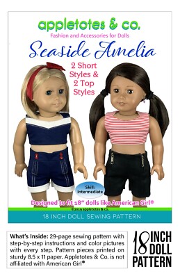 18 Inch Doll Clothes Pattern Seaside Amelia Fits 18