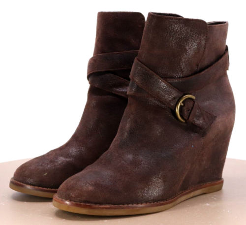 Johnston & Murphy Women's Hidden Wedge Booties Boots Sz 6.5 Nubuck Leather Brown - Picture 1 of 14