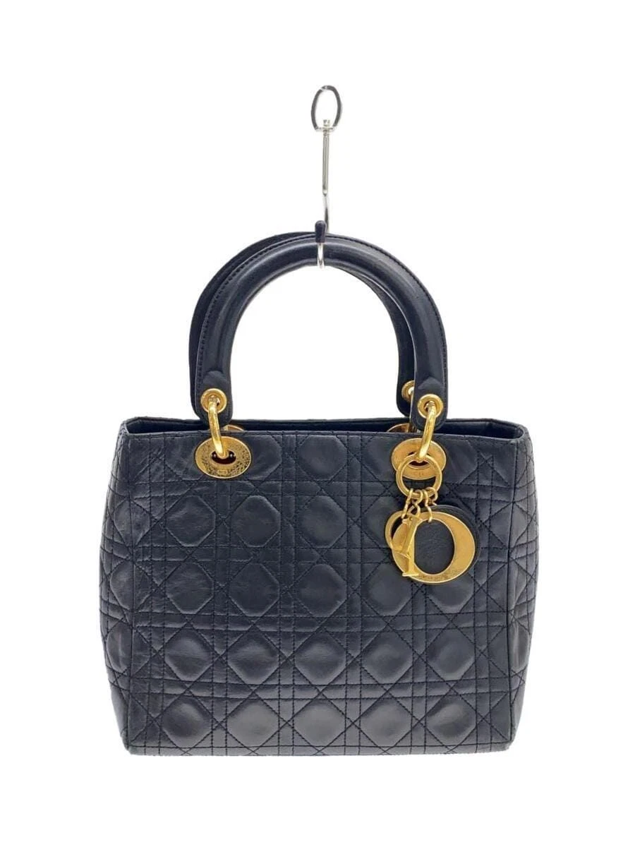 Sac à main Christian Dior Canage Lady cuir noir occasion