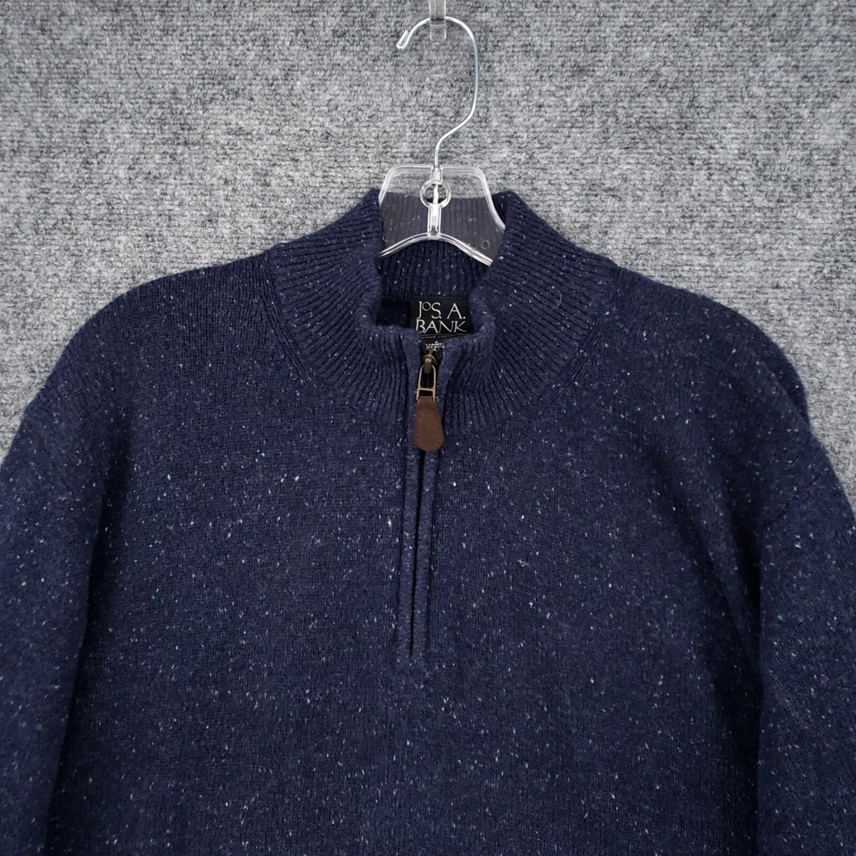 Suéter Joseph A Bank Para Hombres Grande Azul Lana de Cordero 1/4 Cremallera Cuello Simulado Pullover Tejido Foto 3 de 4