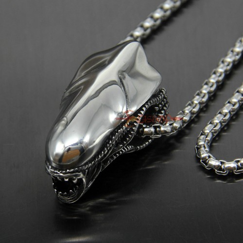 Collana Ciondolo Teschio Predatore Uomo Ragazzi Acciaio Inox Teschio Retro Gioielli Alieni - Foto 6 di 24