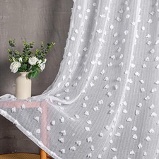 Curtain White Set of 2 Curtains with Eyelets Sheer Voile Curtain Nursery Gardi...