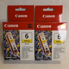 NEW GENUINE - CANON BCI-6 2-PACK YELLOW Ink Cartridges BCI-6Y - Sealed Boxes