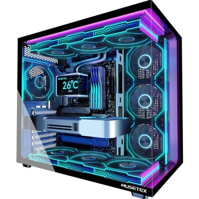 Gaming PC Gehäuse Y6 mit Infinity Mirror ARGB-Lüftern - Schwarz