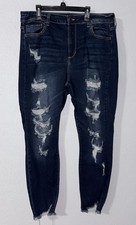 Ms. Cello Distressed Skinny Jeans Women s Dark Wash Raw Hem Stretch Denim Grunge