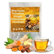 2g  60Bags Premium Turmeric, Ginger, Cinnamon Blend Tea Bags, 100 Natural USA